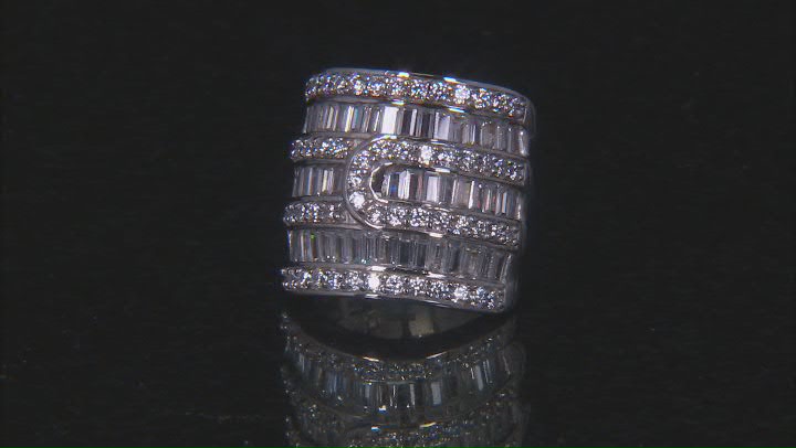 White Cubic Zirconia Rhodium Over Brass Ring 5.25ctw Video Thumbnail