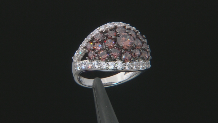 brown and white cubic zirconia rhodium over sterling silver ring 5.35ctw Video Thumbnail