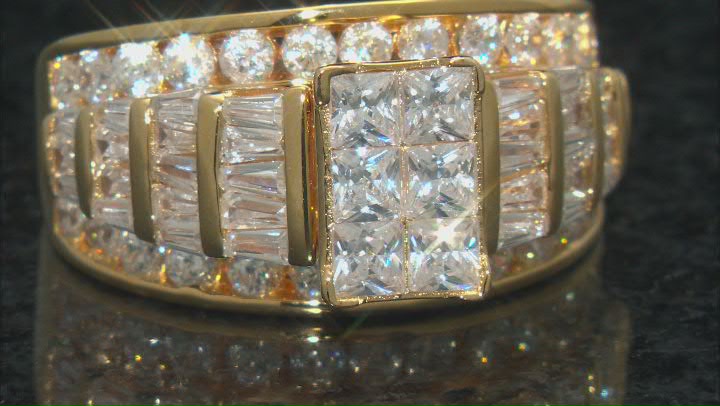 White Cubic Zirconia 18k Yellow Gold Over Sterling Silver Ring 5.62ctw Video Thumbnail