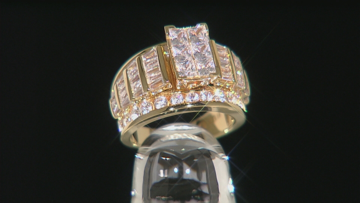 White Cubic Zirconia 18k Yellow Gold Over Sterling Silver Ring 5.62ctw Video Thumbnail