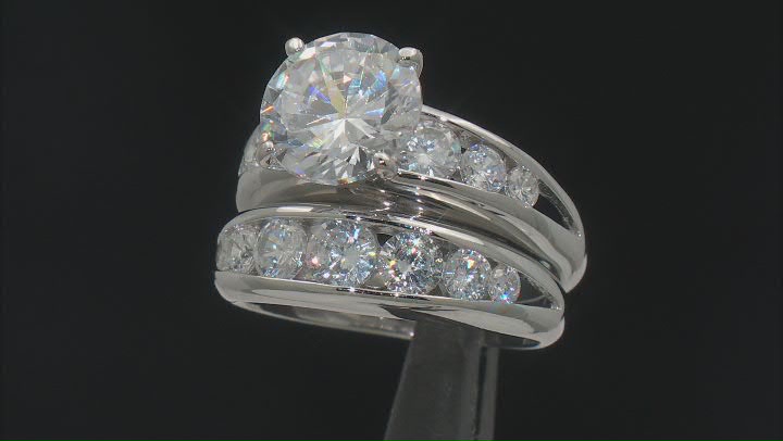White Cubic Zirconia Rhodium Over Sterling Silver Ring With Band 8.70ctw Video Thumbnail