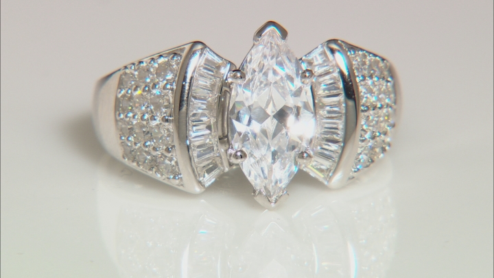 White Cubic Zirconia Rhodium Over Silver Bridal Ring 5.70ctw Video Thumbnail