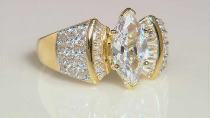 White Cubic Zirconia 18K Yellow Gold Over Sterling Silver Bridal Ring 5.70ctw Video Thumbnail
