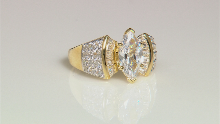 White Cubic Zirconia 18K Yellow Gold Over Sterling Silver Bridal Ring 5.70ctw Video Thumbnail