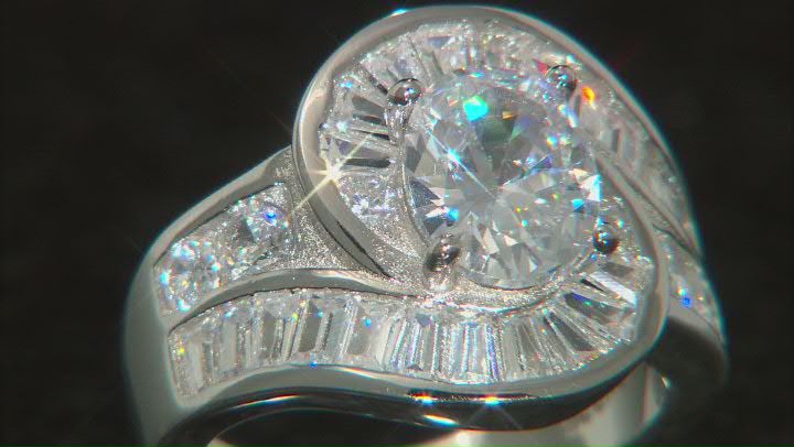 White Cubic Zirconia Rhodium Over Sterling Silver Ring  7.23ctw Video Thumbnail