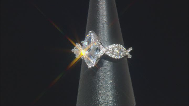 White Cubic Zirconia Rhodium Over Sterling Silver Ring 5.33ctw Video Thumbnail