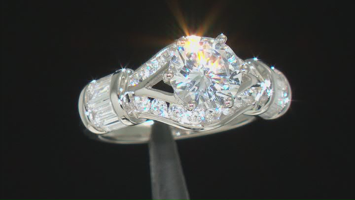 White Cubic Zirconia Platinum Over Sterling Silver Ring 5.62ctw Video Thumbnail