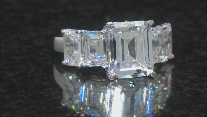 White Cubic Zirconia Platinum Over Sterling Silver Ring 14.75ctw Video Thumbnail