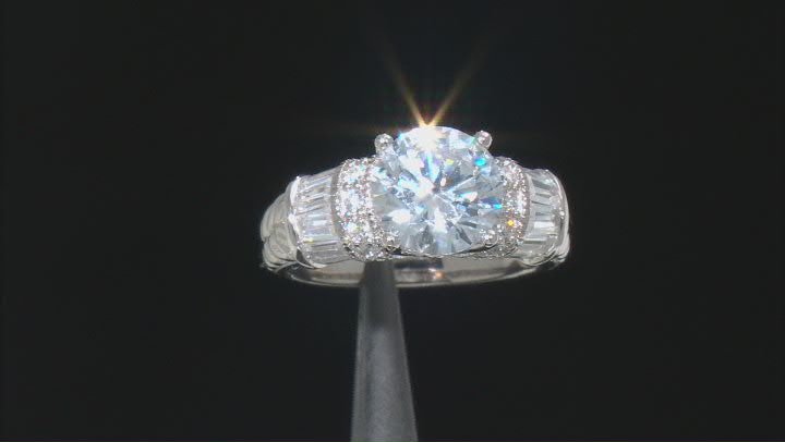 White Cubic Zirconia Platinum Over Sterling Silver Ring 8.55ctw Video Thumbnail