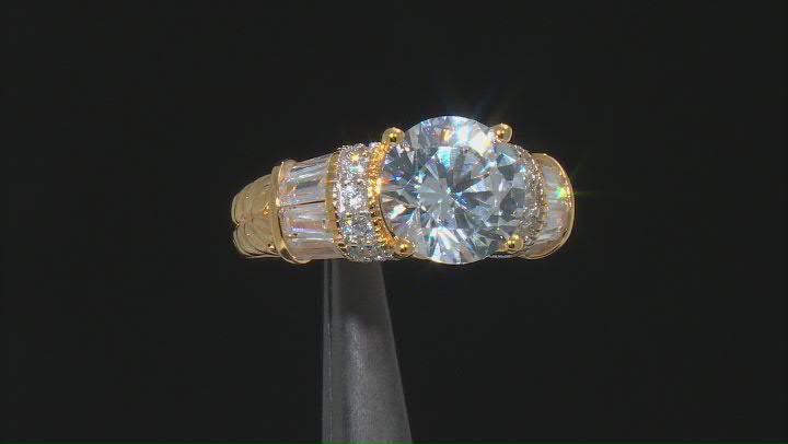 White Cubic Zirconia 18k Yellow Gold Over Sterling Silver Ring Video Thumbnail