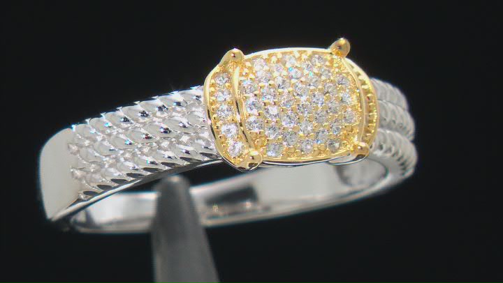 White Cubic Zirconia Rhodium And 14k Yellow Gold Over Sterling Silver Ring 0.40ctw Video Thumbnail
