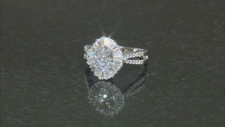 Cubic Zirconia Rhodium Over Sterling Silver Ring 3.76 DEW Video Thumbnail