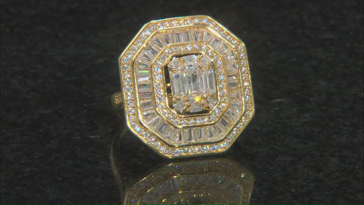 White Cubic Zirconia 18K Yellow Gold Over Sterling Silver Ring 2.99ctw Video Thumbnail