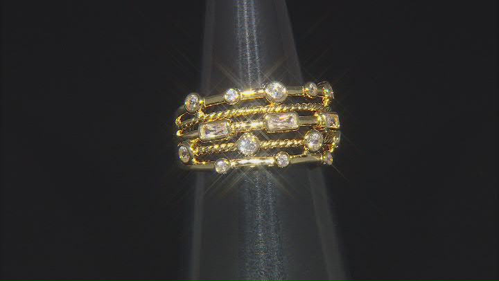 White Cubic Zirconia 18K Yellow Gold Over Sterling Silver Ring 1.40ctw Video Thumbnail
