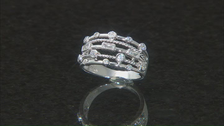 White Cubic Zirconia Rhodium Over Sterling Silver Ring 1.40ctw Video Thumbnail