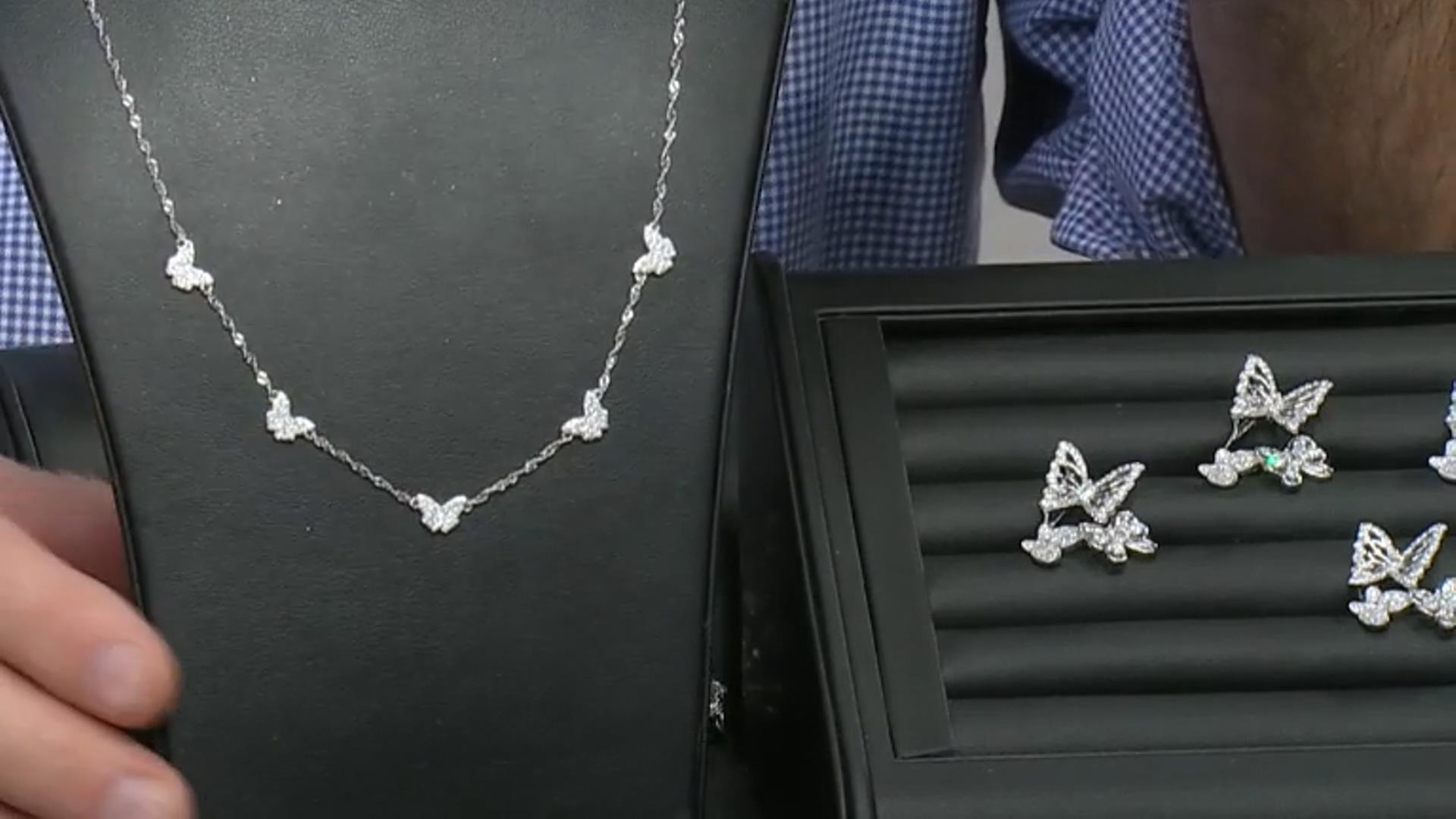 White Cubic Zirconia Rhodium Over Sterling Silver Butterfly Necklace 1.21ctw Video Thumbnail