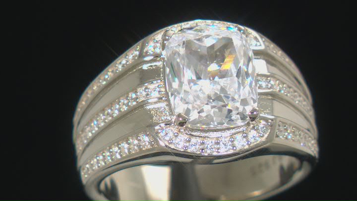 Cubic Zirconia Platinum Over Sterling Silver Ring. 6.36ctw Video Thumbnail