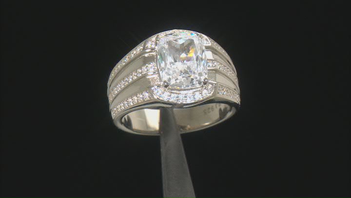 Cubic Zirconia Platinum Over Sterling Silver Ring. 6.36ctw Video Thumbnail