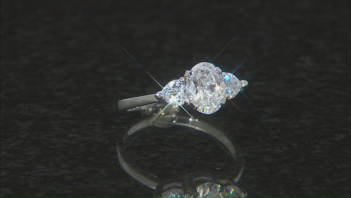 White Cubic Zirconia Rhodium Over Sterling Silver Ring With Two Bands 3.42ctw Video Thumbnail