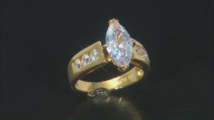 White Cubic Zirconia 18K Yellow Gold Over Sterling Silver Ring 5.00ctw Video Thumbnail