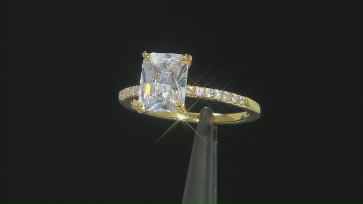 White Cubic Zirconia 18K Yellow Gold Over Sterling Silver Ring With Band (3.32ctw DEW) Video Thumbnail