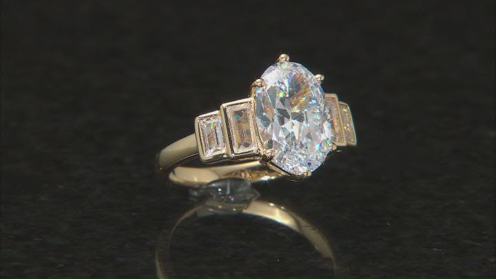 White Cubic Zirconia 18k Yellow Gold Over Sterling Silver Ring 5.75ctw Video Thumbnail