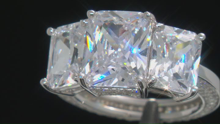 White Cubic Zirconia  Rhodium Over Sterling Silver Ring Video Thumbnail