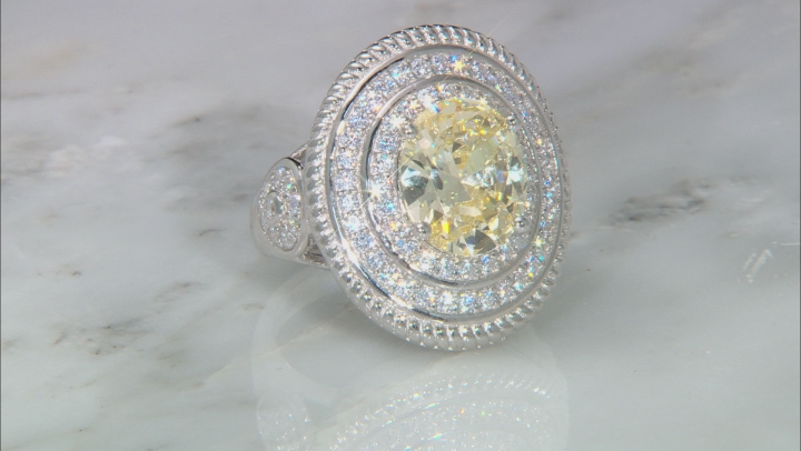 Yellow and White Cubic Zirconia Rhodium Over Sterling Silver Ring     (6.19ctw DEW) Video Thumbnail
