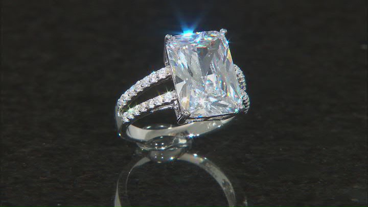 White Cubic Zirconia Rhodium Over Sterling Silver Ring 12.77ctw Video Thumbnail