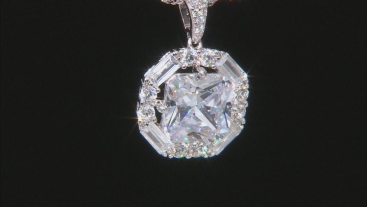 White Cubic Zirconia Rhodium Over Sterling Silver Pendant With Chain 11.90ctw Video Thumbnail