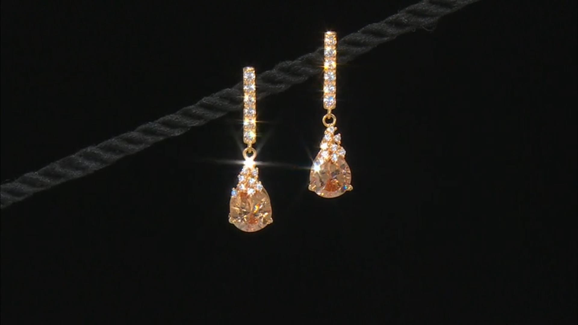 Champagne and White Cubic Zirconia 18k Yellow Gold Over Sterling Silver Earrings (5.46ctw DEW) Video Thumbnail