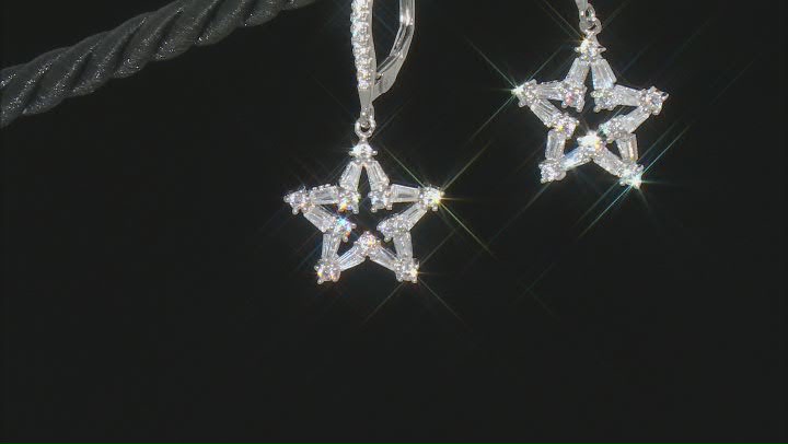 White Cubic Zirconia Rhodium Over Sterling Silver Star Earrings 1.62ctw Video Thumbnail