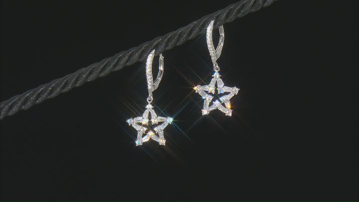 White Cubic Zirconia Rhodium Over Sterling Silver Star Earrings 1.62ctw Video Thumbnail