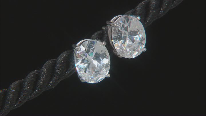 White Cubic Zirconia Rhodium Over Sterling Silver Ring And Earring Set 13.02ctw Video Thumbnail