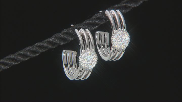 White Cubic Zirconia Rhodium Over Sterling Silver Earrings 0.46ctw Video Thumbnail