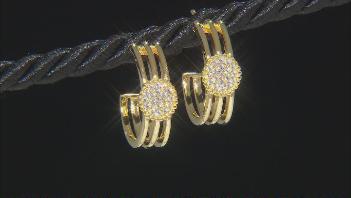 White Cubic Zirconia 18K Yellow Gold Over Sterling Silver Earrings 0.46ctw Video Thumbnail