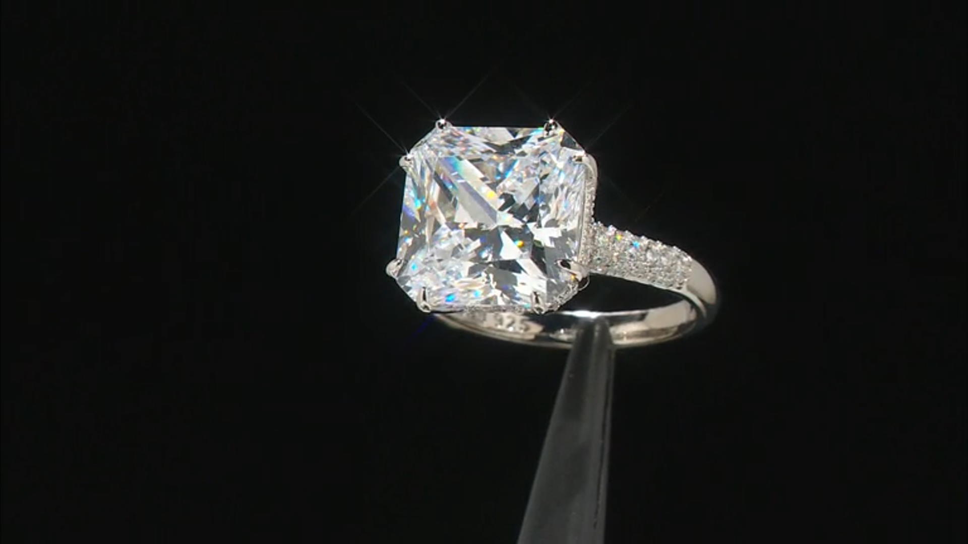White Cubic Zirconia Rhodium Over Silver Ring. (9.93ctw DEW) Video Thumbnail
