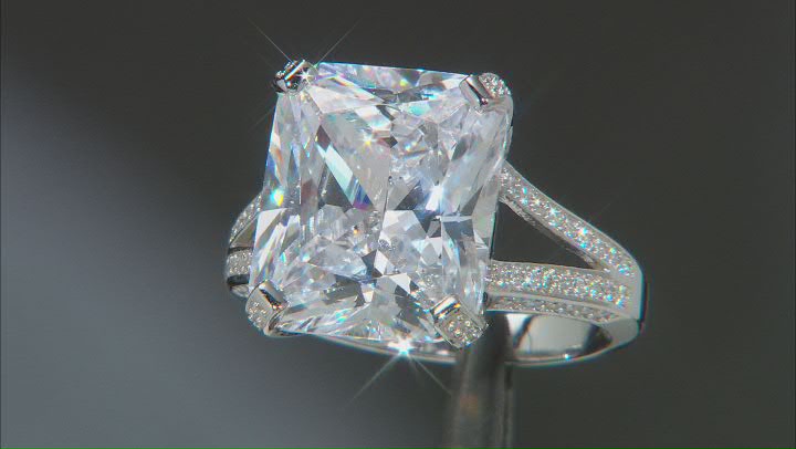 White Cubic Zirconia Rhodium Over Silver Ring  (11.66ctw DEW ) Video Thumbnail