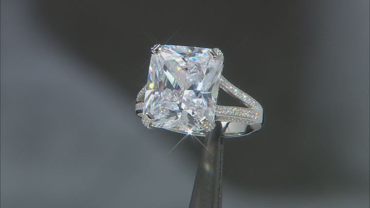 White Cubic Zirconia Rhodium Over Silver Ring  (11.66ctw DEW ) Video Thumbnail