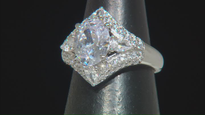 White Cubic Zirconia Rhodium Over Sterling Silver Ring 6.53ctw Video Thumbnail