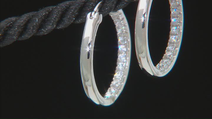 White Cubic Zirconia Platinum Over Sterling Silver Earrings 0.96ctw Video Thumbnail
