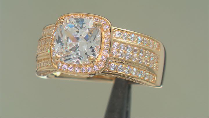 White Cubic Zirconia 18K Yellow Gold Over Sterling Silver Ring 5.67ctw Video Thumbnail