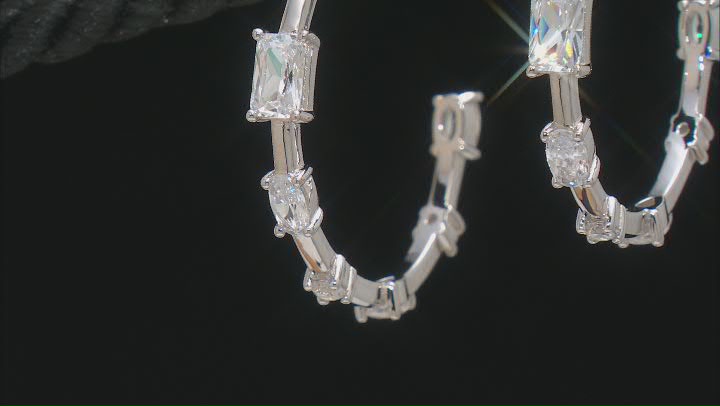 White Cubic Zirconia Platinum Over Silver Hoop Earrings (2.67ctw DEW) Video Thumbnail