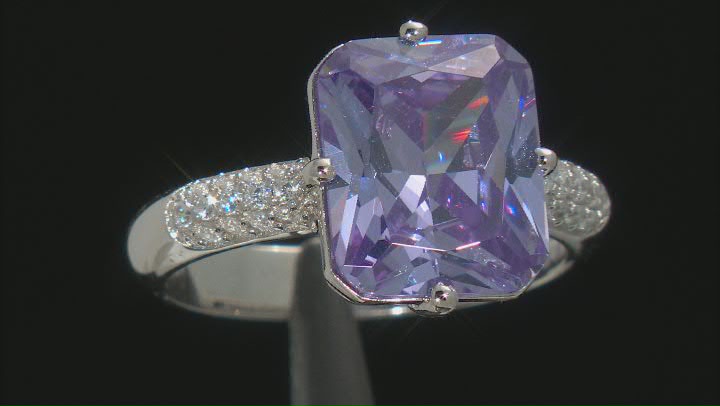 Lavender and White Cubic Zirconia Rhodium Over Silver Ring  (6.03ctw DEW) Video Thumbnail
