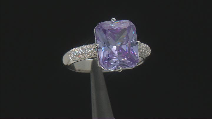 Lavender and White Cubic Zirconia Rhodium Over Silver Ring  (6.03ctw DEW) Video Thumbnail