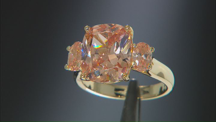Champagne Cubic Zirconia 18k Yellow Gold Over Silver Ring (6.64ctw DEW) Video Thumbnail
