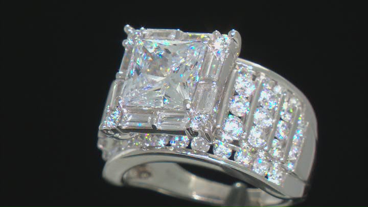 White Cubic Zirconia Platinum Over Sterling Silver Ring 8.60ctw Video Thumbnail