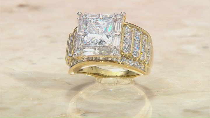 White Cubic Zirconia 18K Yellow Gold Over Sterling Silver Ring 8.60ctw Video Thumbnail