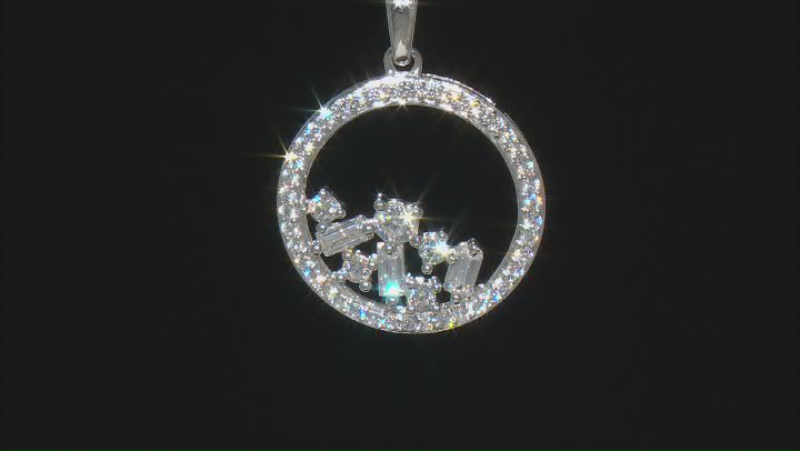 White Cubic Zirconia Rhodium Over Sterling Silver Pendant With Chain 1.29ctw Video Thumbnail