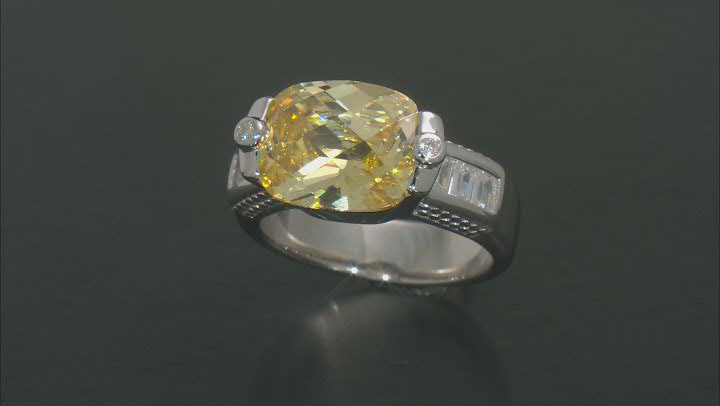 Yellow And White Cubic Zirconia Rhodium Over Sterling Silver Ring 9.91ctw Video Thumbnail